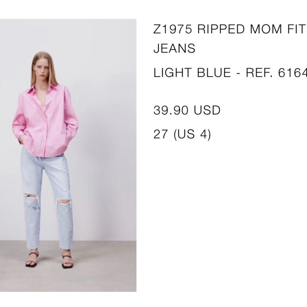 Zara Ripped Mom Jeans size USA4